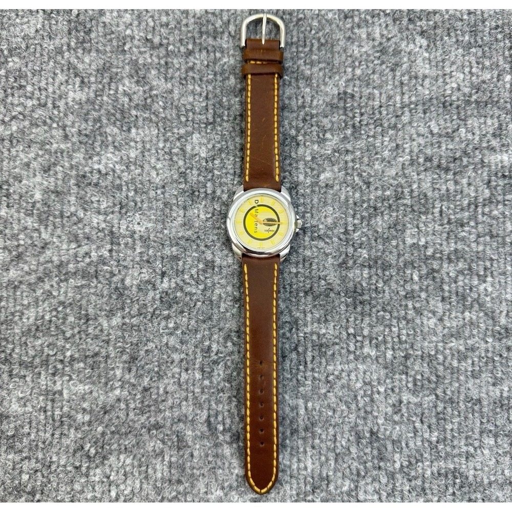 Dr Martens Sekonda Watch Yellow Dial Brown Leather Band Quartz Analog Read